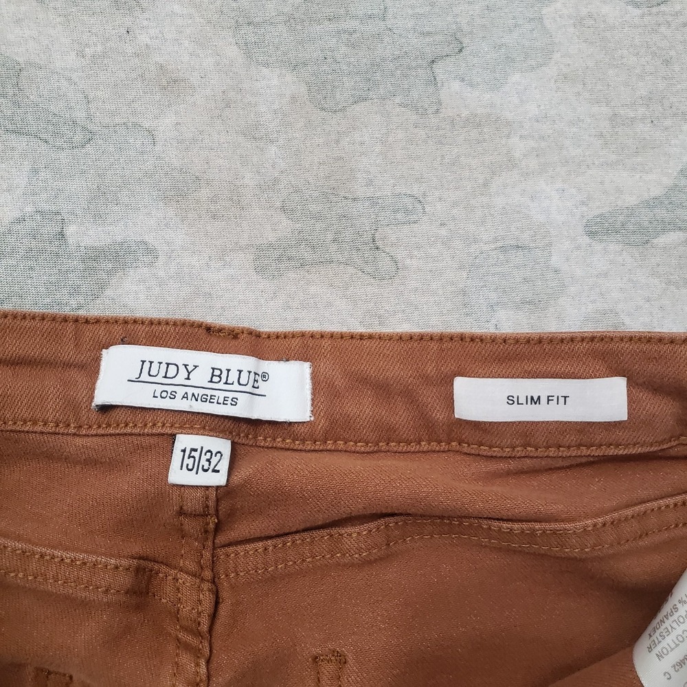 Judy Blue Pants Womens 15/32 Brown Slim Fit Pockets Workwear Carpenter - Picture 6 of 11